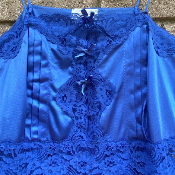 Vintage CONTEMPORARY COLLECTION Blue High Cut Nylon One Piece Nightie Lingerie - Picture 4 of 9